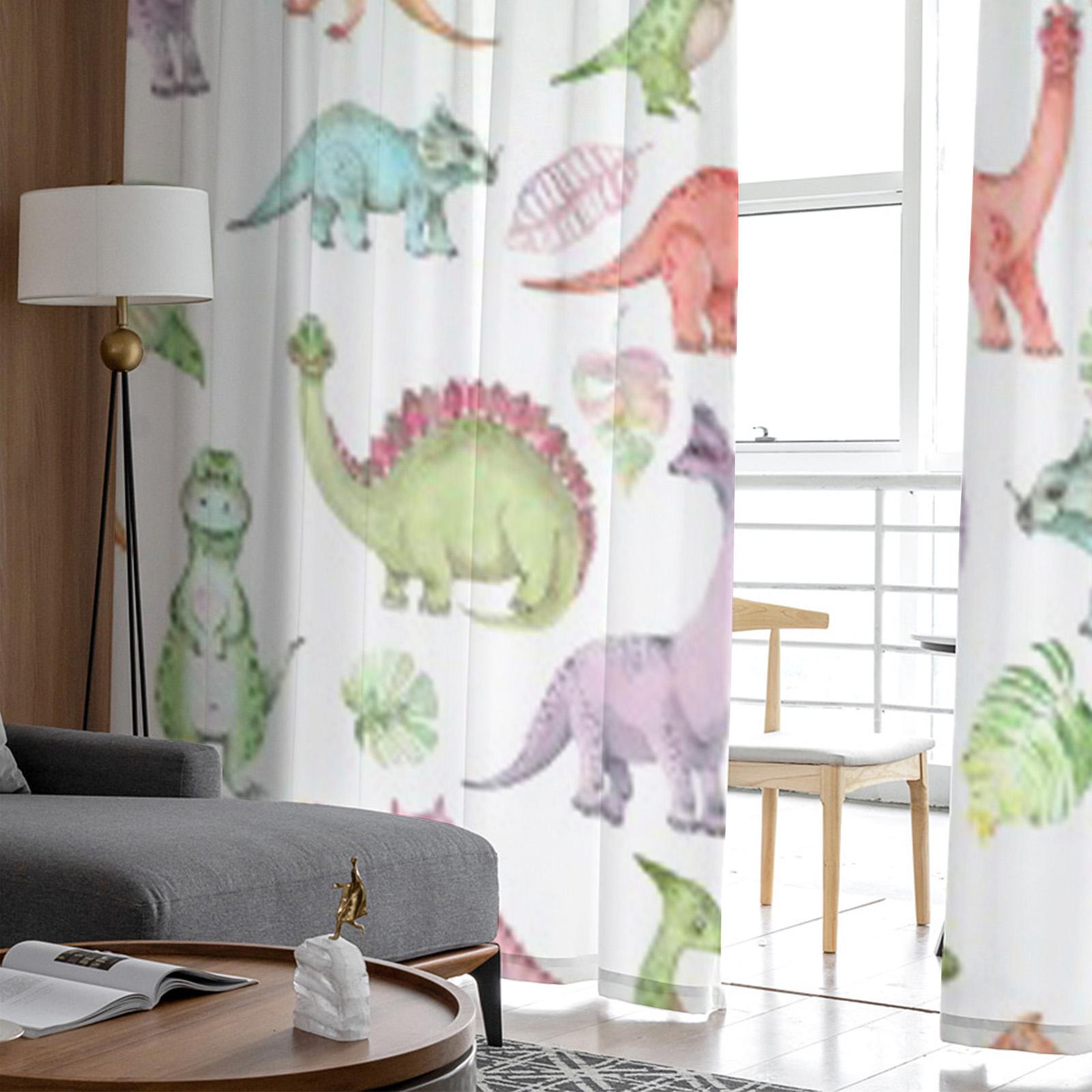 Акварельные динозавры прозрачные шторы для гостиной прозрачный тюль оконные украшения — фото 5
