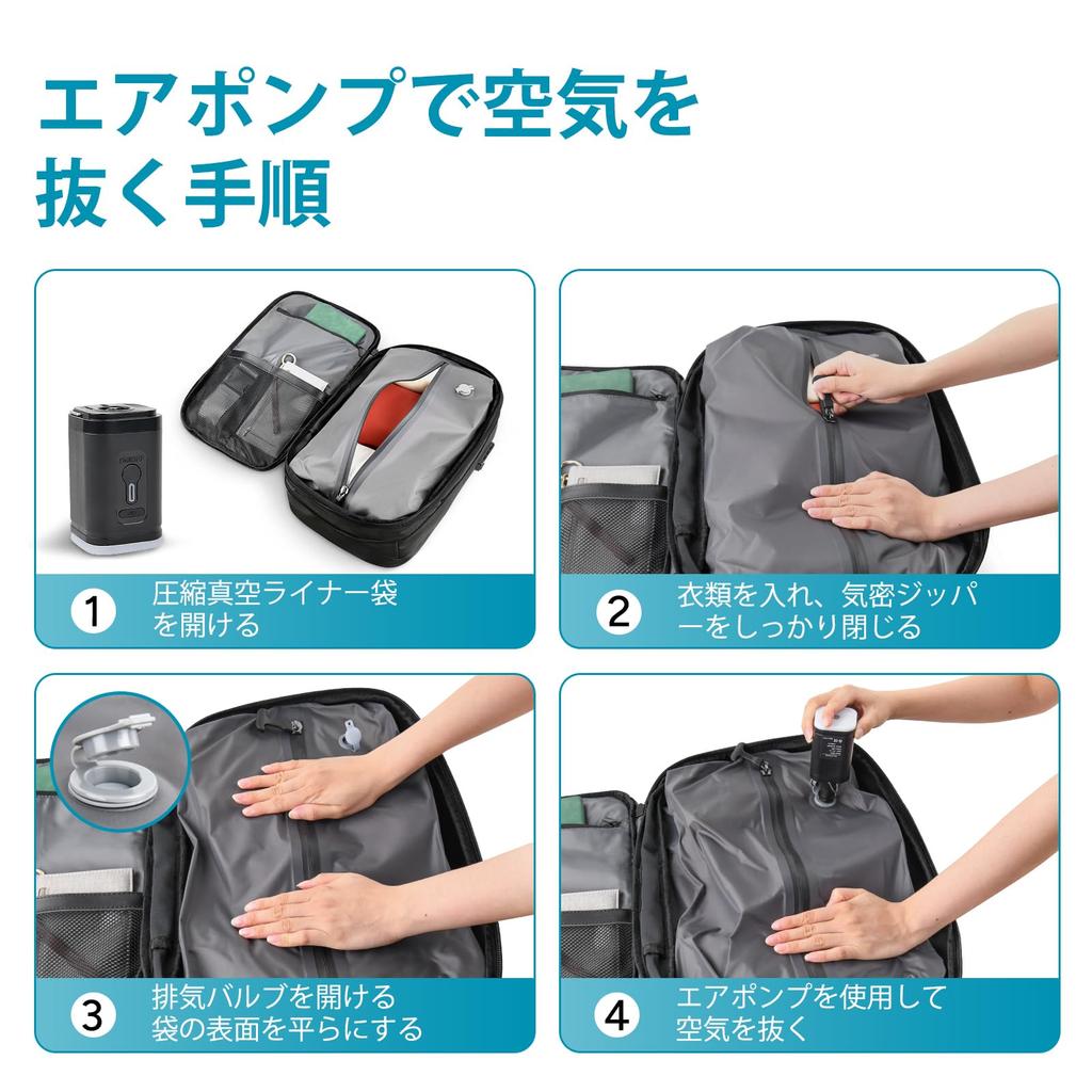 Vacuum Compression 55L with Business Travel Large Fits for and Business Trips [travel inspira] Backpack, TSA-Approved, Anti-Theft, Pump, Backpack,