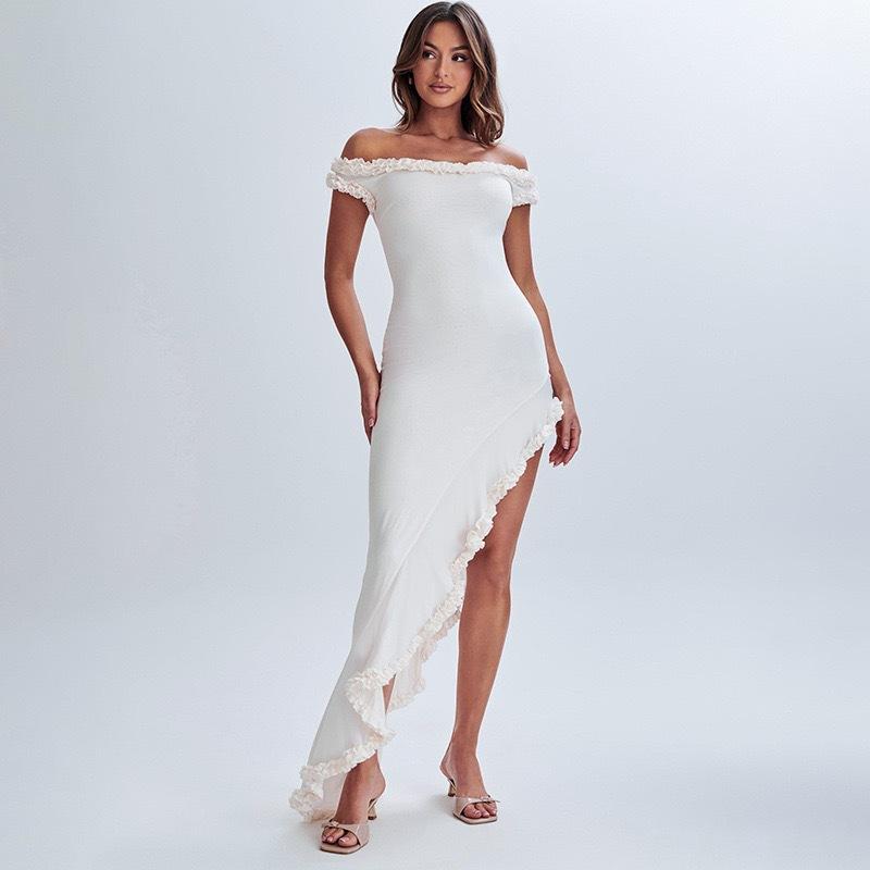 

Женское платье без рукавов с юбкой-карандашом и открытой грудью, длинное, однотонное, темпераментное, облегающее платье высокого класса L белый