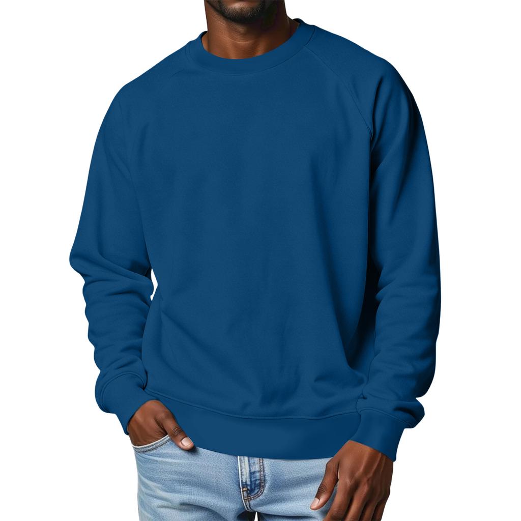 Men's Round Neck Fleece-Lined Thick Solid Color Sweatshirt
