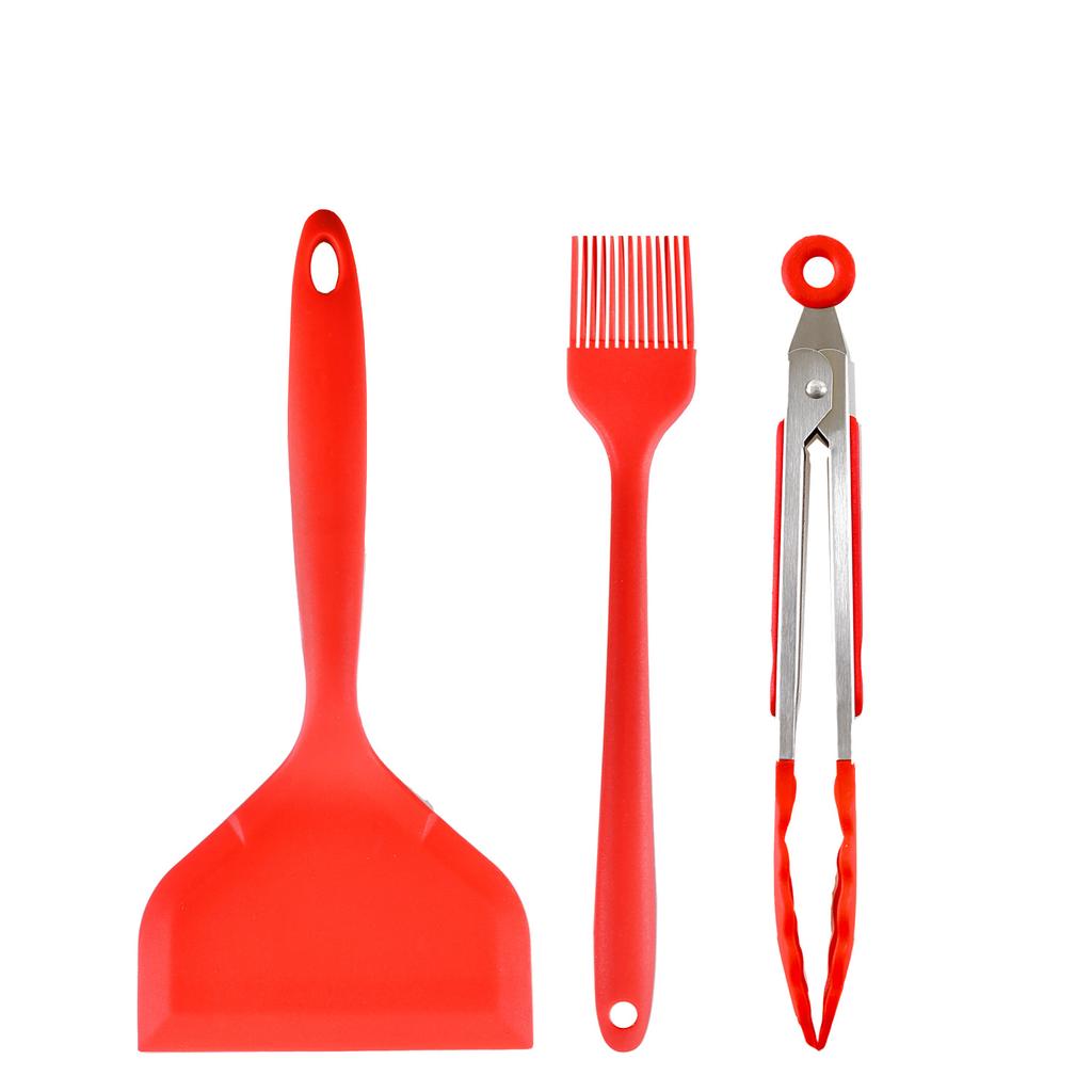 White Non-stick Silicone Spatula Oil Brush Food Clip Cooking Utensils Beef Meat Egg Kitchen Scraper Wide Pizza Cooking Tools