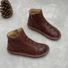 Johnature Stivali Estivi Artigianali Vintage in Vera Pelle Punta Tonda Piatta Traspiranti Traforati Scarpe da Donna
