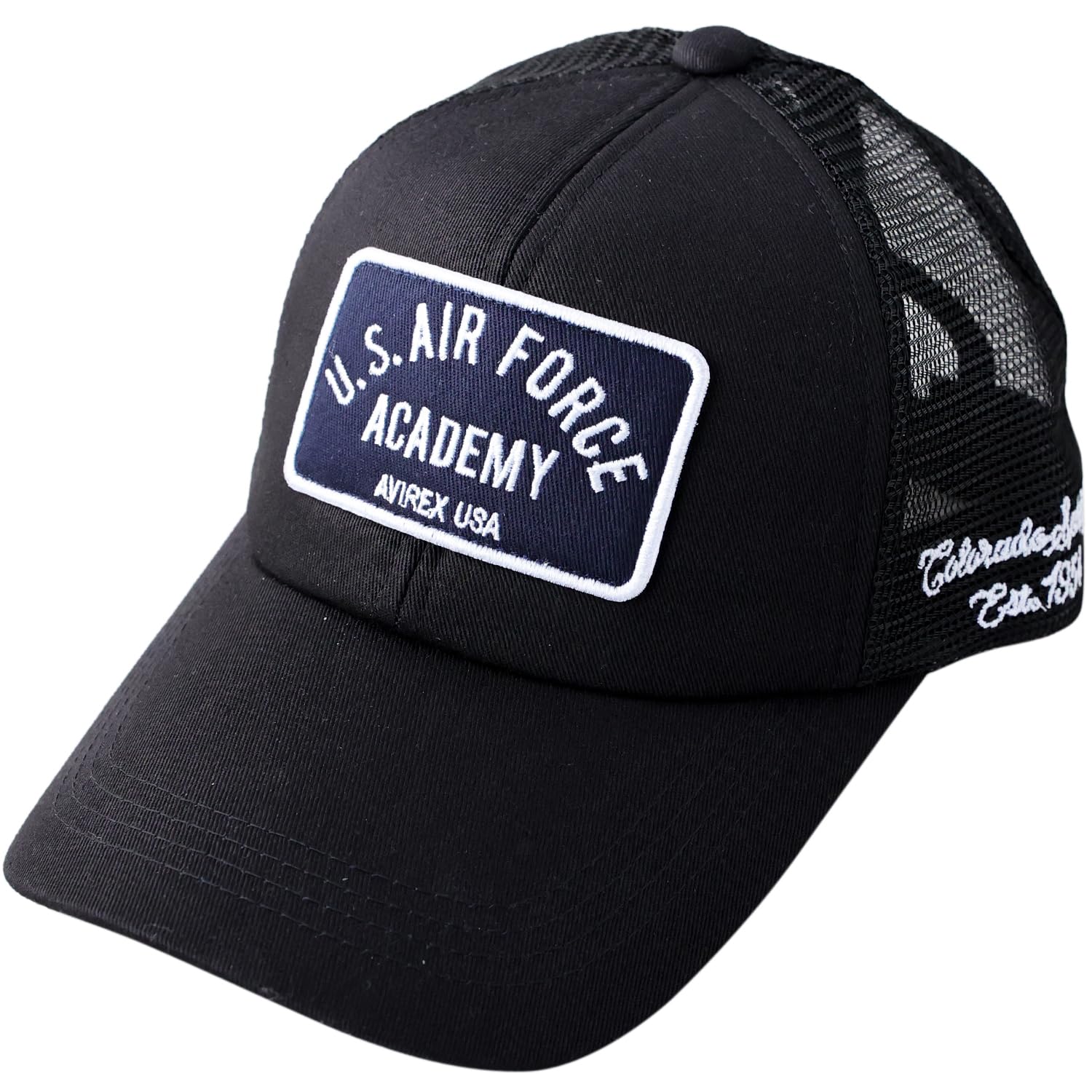 

Avirex Mesh Military American Casual Summer Baseball Air Force Black 6-Panel Cap, Low-Profile Cap, Embroidered, Men s MA-1 Cap,