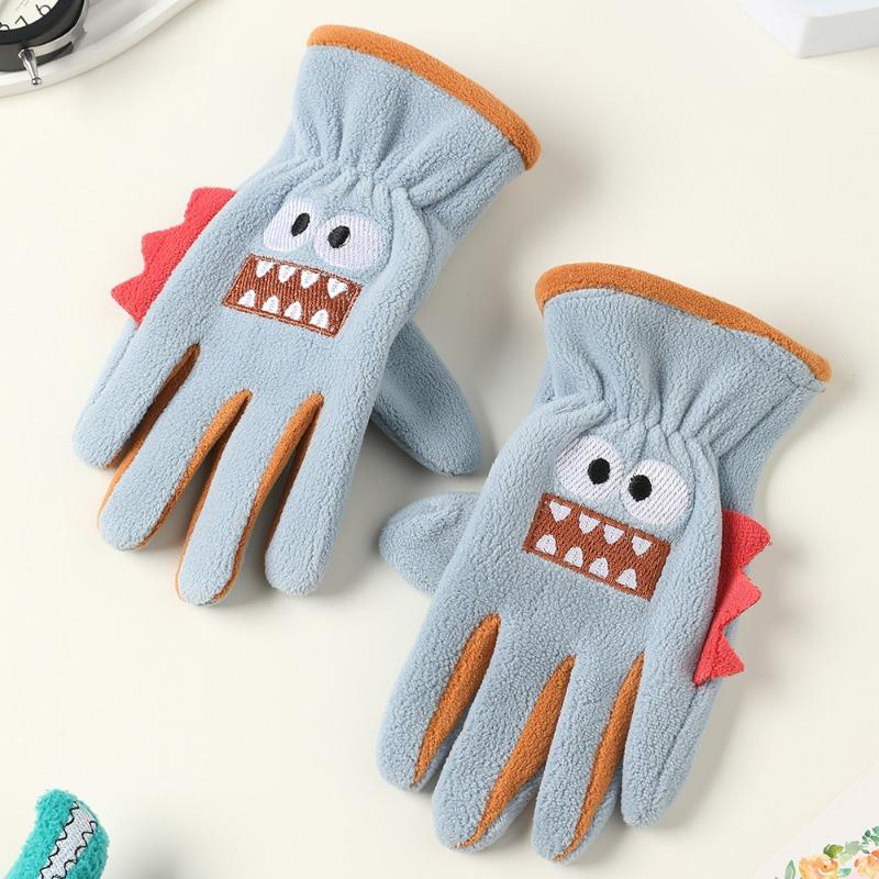 Children's men's and women's velvet autumn and winter Austrian velvet students riding skin-friendly outdoor warm and cold-proof cute cartoon gloves