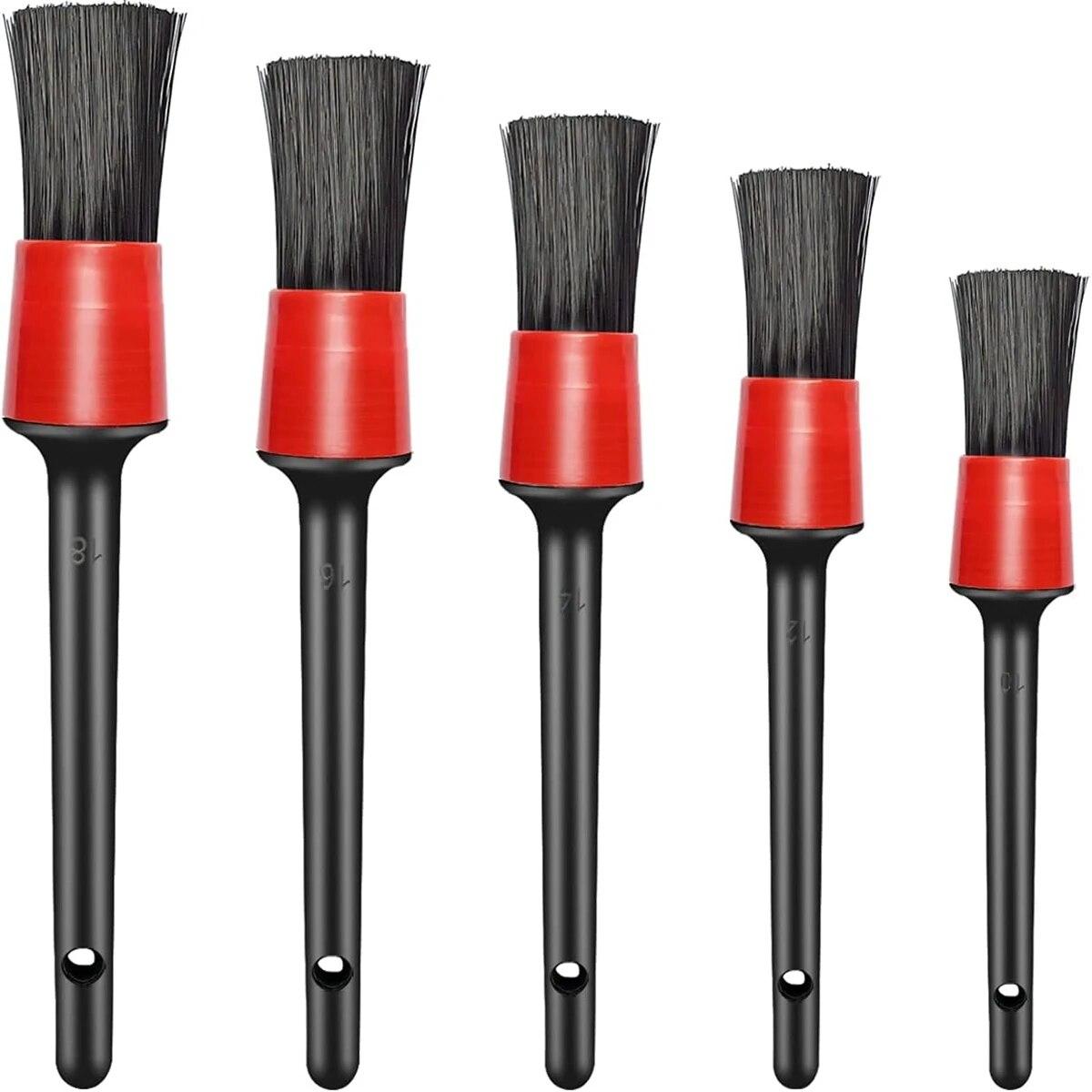 

Набор из 5 щеток для детализации автомобиля Премиальное волокно Многофункциональная чистящая щетка для чистки колес, двигателя, салона, воздуховодов Комплект для мытья