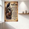 Viking Code Vintage Metal Tin Sign - Nordic Warrior Bearded Viking with Raven Helmet Snake Arm Rules Poster for Man Cave Home De