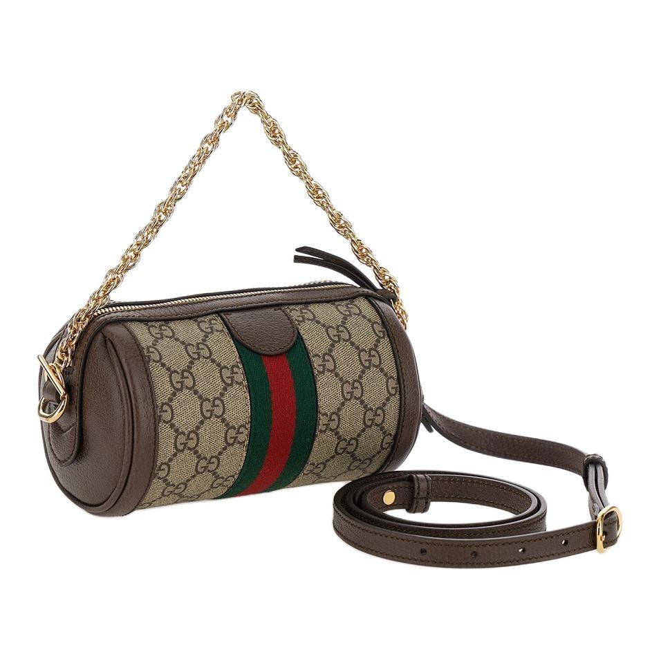 Gucci Ophidia Canvas With Leather Binding Handbag Mini Women's Beige & Ebony 795208-96IWG-8745