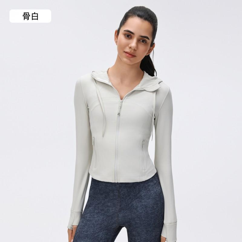 Womens Lightweight Hooded Drawstring Yoga Jacket Short Fit Running Fitness Outdoor Sport Top