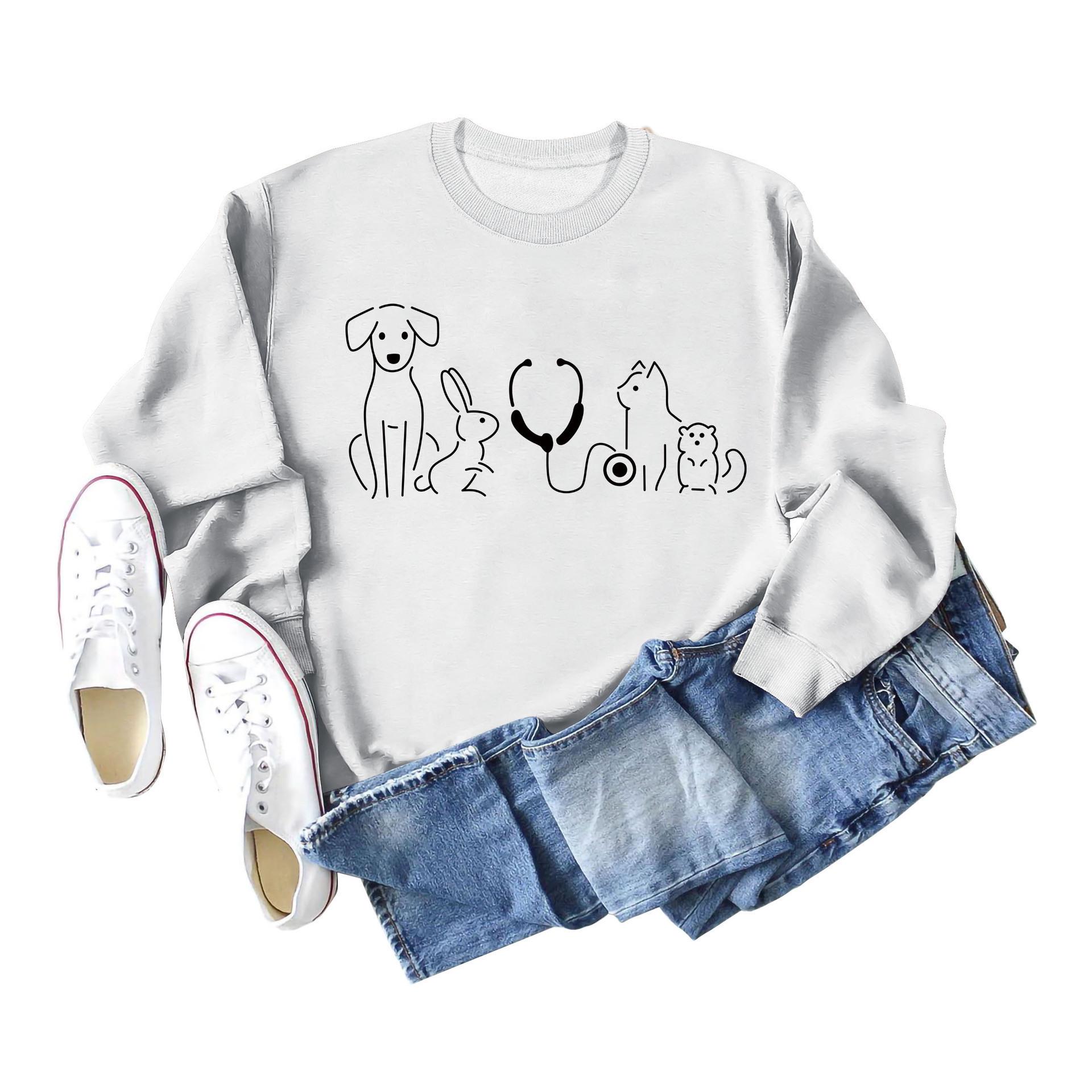 

Европейский и американский повседневный женский пуловер с круглым вырезом и простым узором XXXXL