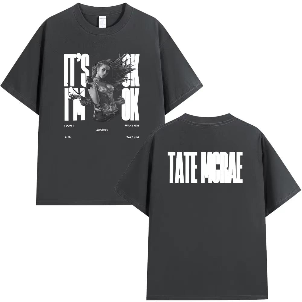 Tate McRae It's Ok I'm Ok Merch Maglietta Uomo Donna Moda Harajuku T-shirt Cotone Manica Corta Magliette Oversize