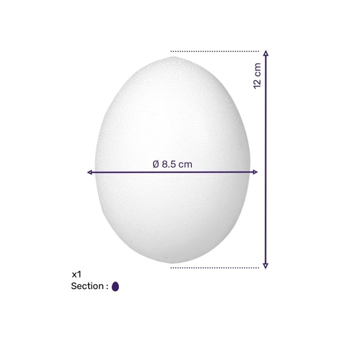 Polystyrene Egg, Solid, Height 12 Cm