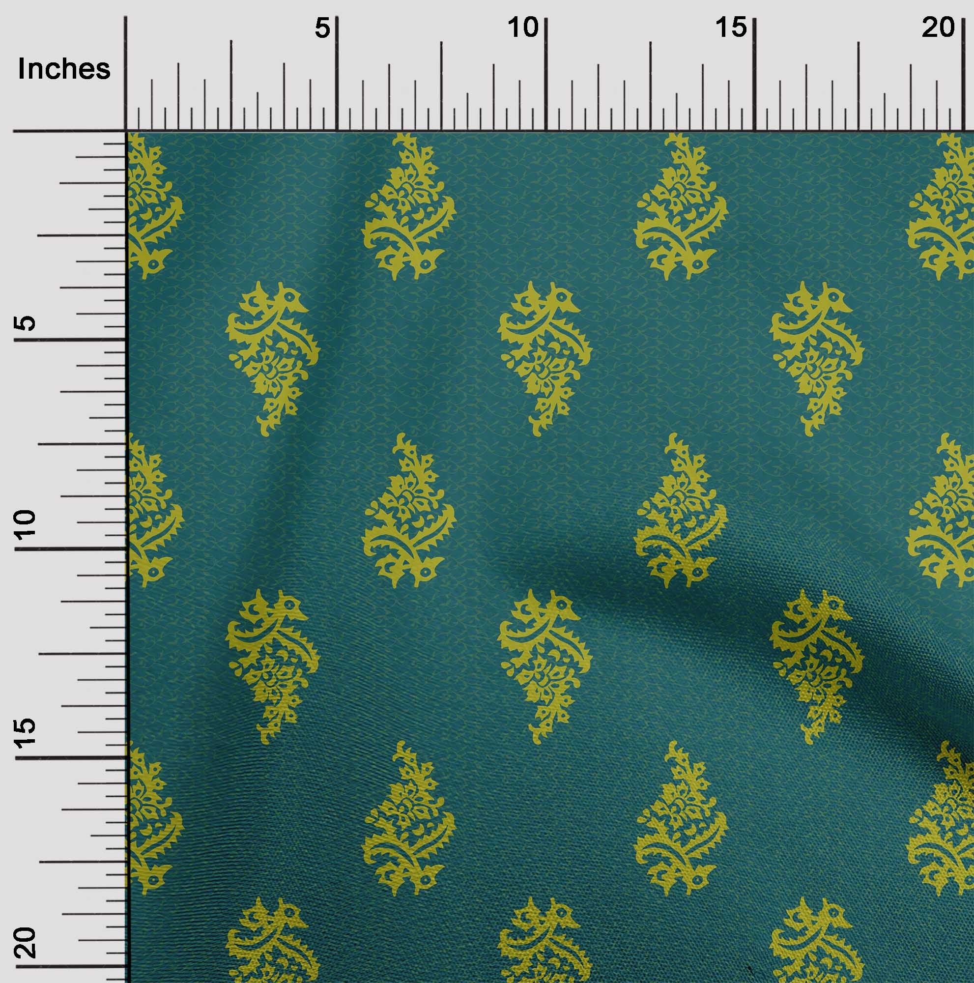 

OneOone Cotton Flex Тканина з листям і квітковим принтом 1 ярд 40 дюймів 42 Inch - Viscose Chiffon зелений