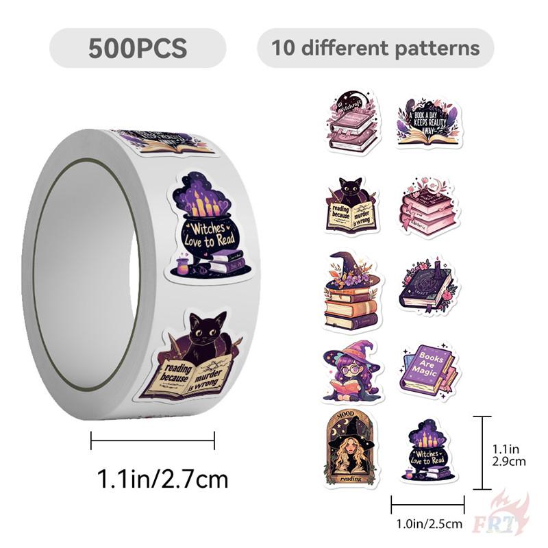 500Pcs/Roll Witches Love To Read - Mysterious Purple Kids Rewards Stickers - DIY Scrapbooks Album Decor Sealing Label Decals