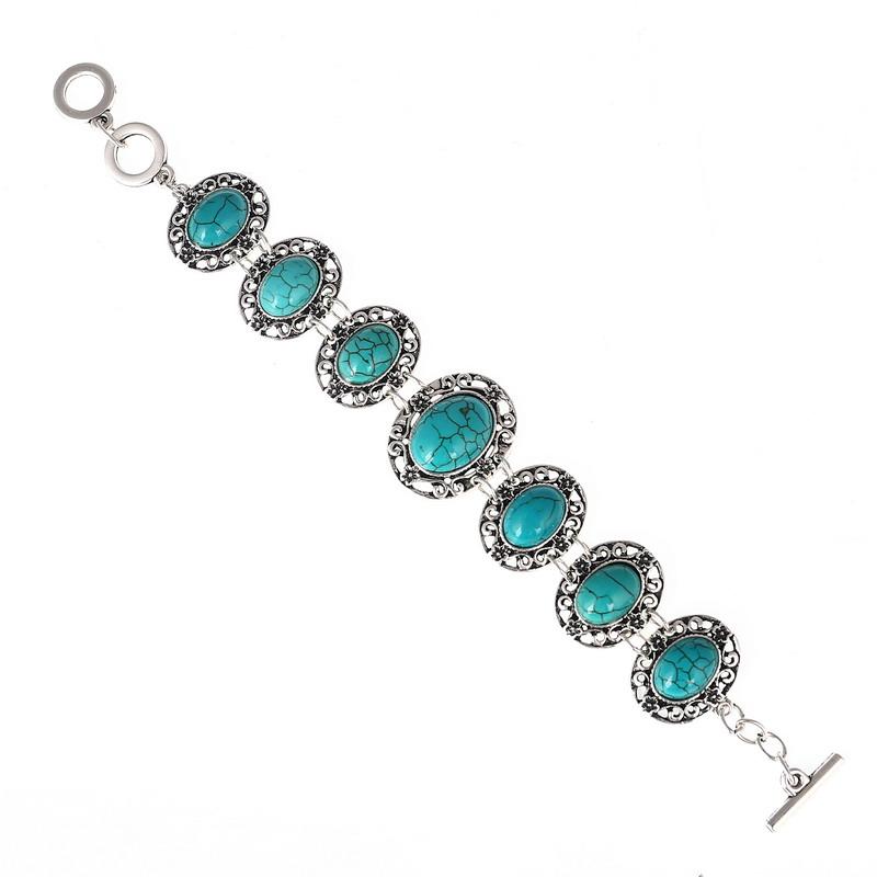 

Vintage Ethnic Geometric Blue Stone Bracelets Bangles for Women Boho Classic Elegant Adjustable Bracelets Jewelry Wholesale Gift
