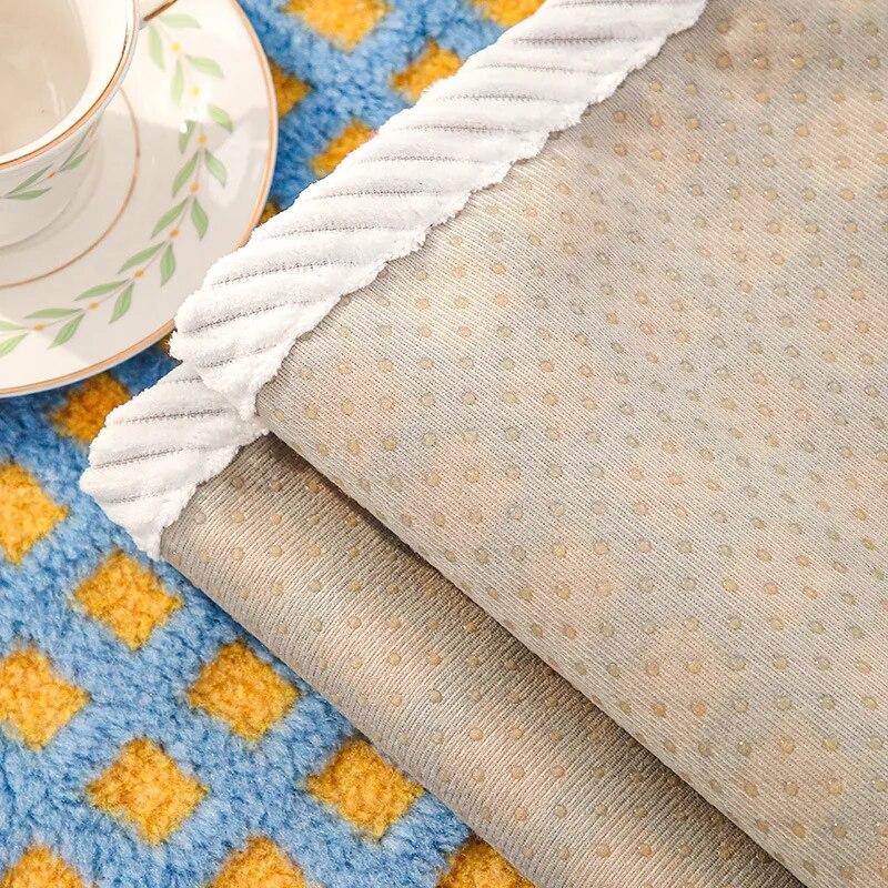 Short Plush Lattice Style Sofa Towel Thicken Quilted Sofa Cover Slip Resistant Couch Cover 1/2/3-seater Sofas for Living Room