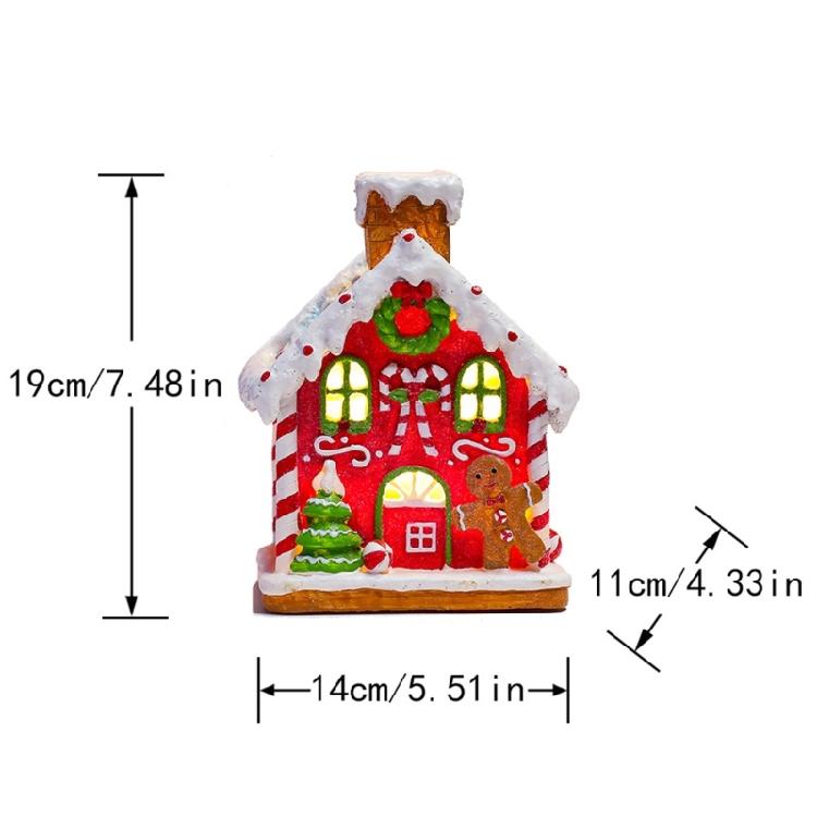 Christmas Decorations Glowing Music Box Cookie House Shaped Tabletop Ornament Decor Resin Crafts Holiday New Year Gifts