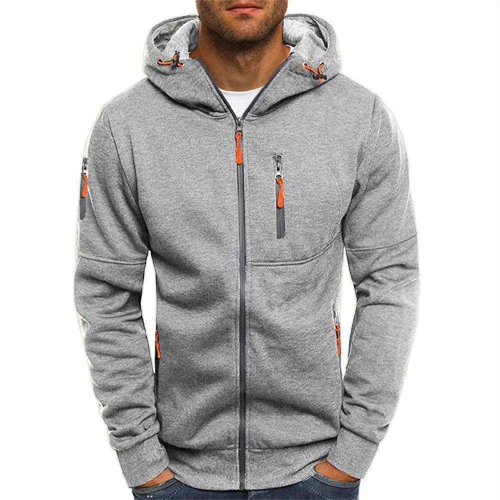 Plus Size Men's Zip Arm Hoodie: Autumn/Winter Sports Casual Sweatshirt Jacket