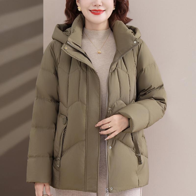 Middle Age Women's Puffer Jackets Winter Short Parkas Hooded Plus Size Thick Down Coats Woman Outerwears