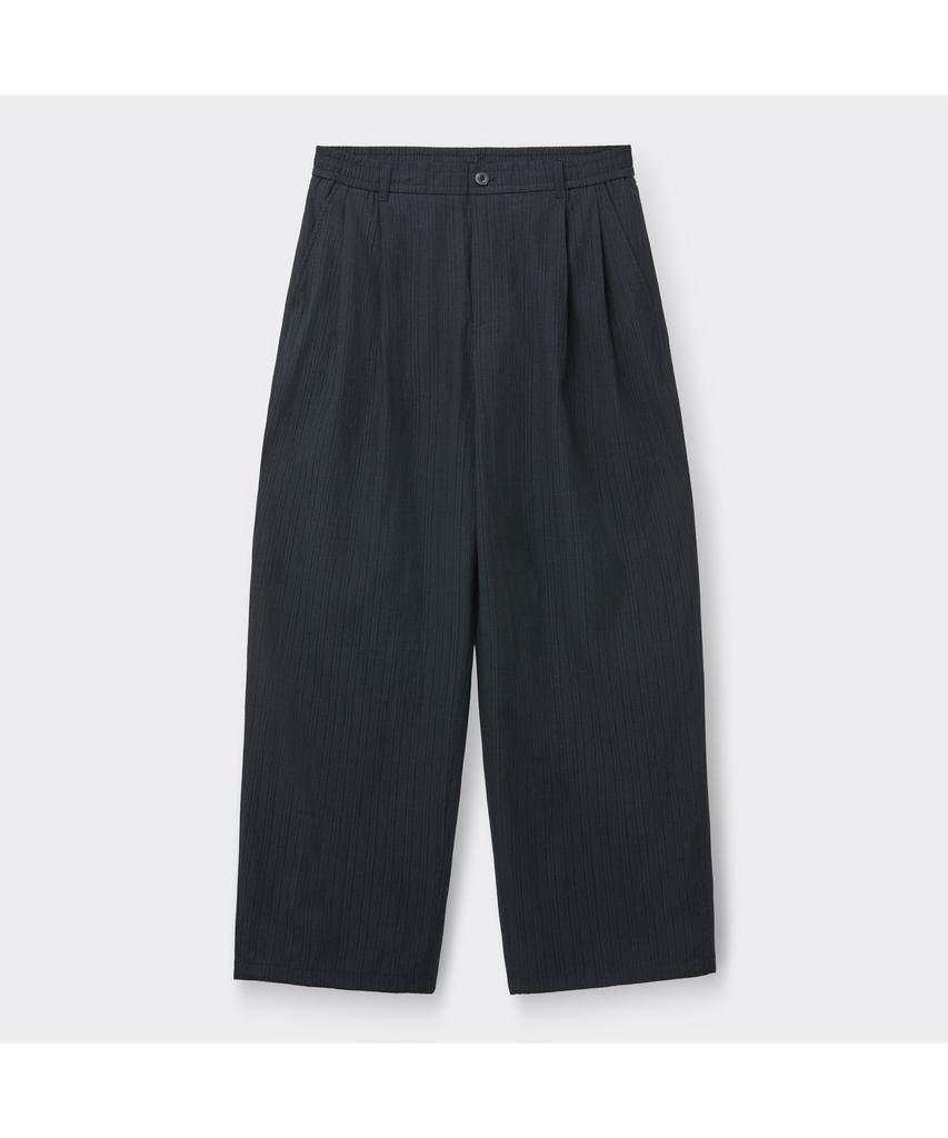Keoseuuteommellou Navy Loose Fit Tucked Pleats Pants Cwpam26432Nyd