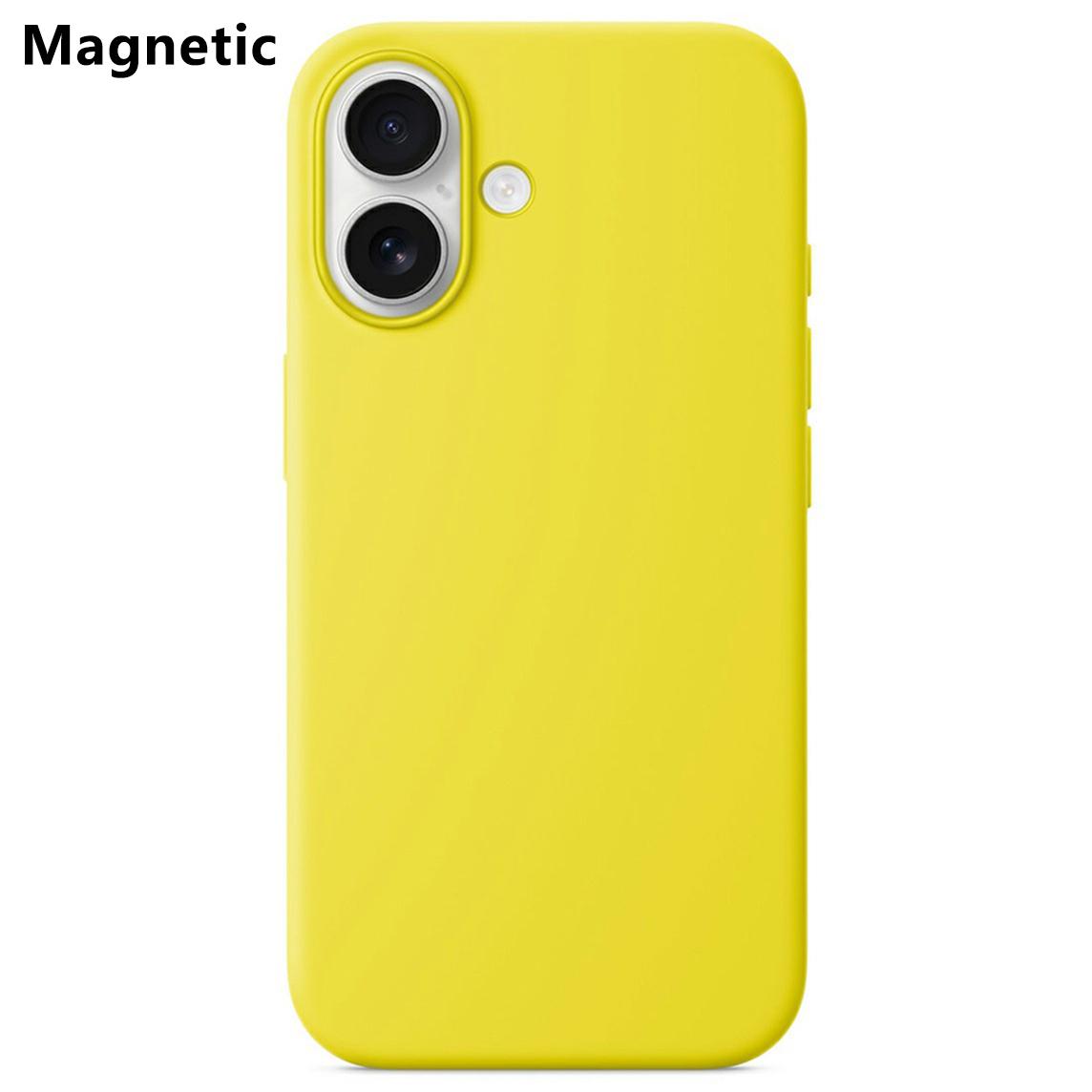 

Для iPhone 16 Совместимый с MagSafe Жидкий силиконовый чехол на заднюю панель телефона (Нет логотипа) Yellow