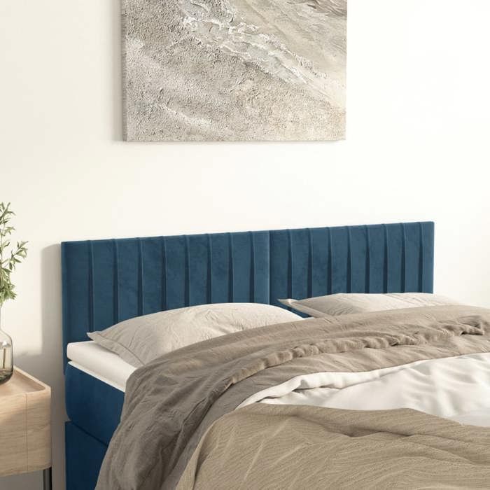 VidaXL 2x Têtes de Lit Meubles de Chambre à Coucher Accessoires de Lit Simple Têtes de Cadre de Lit Intérieur Bleu Foncé 346254