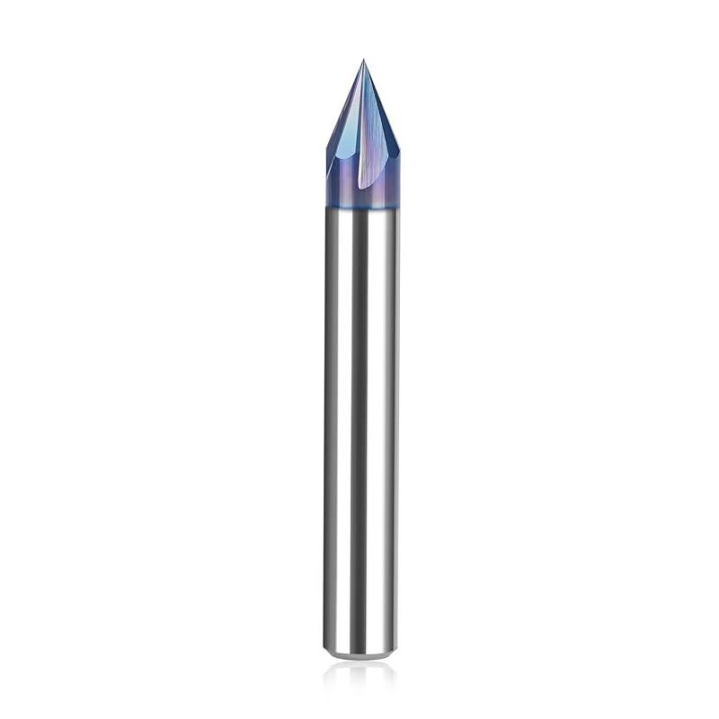 SpeTool 45 Degree V Bit 1/4 Inch Shank, 4-Flute TAC Coated Solid Carbide Chamfer End Mill for Caving V Groove and Sign