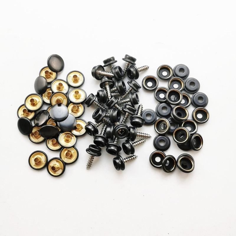 30 Sets Screw Snap Fastener, 15mm Screw Press Studs Canvas Snaps Stainless Fastener Screw Snaps Marine Press Studs Kits