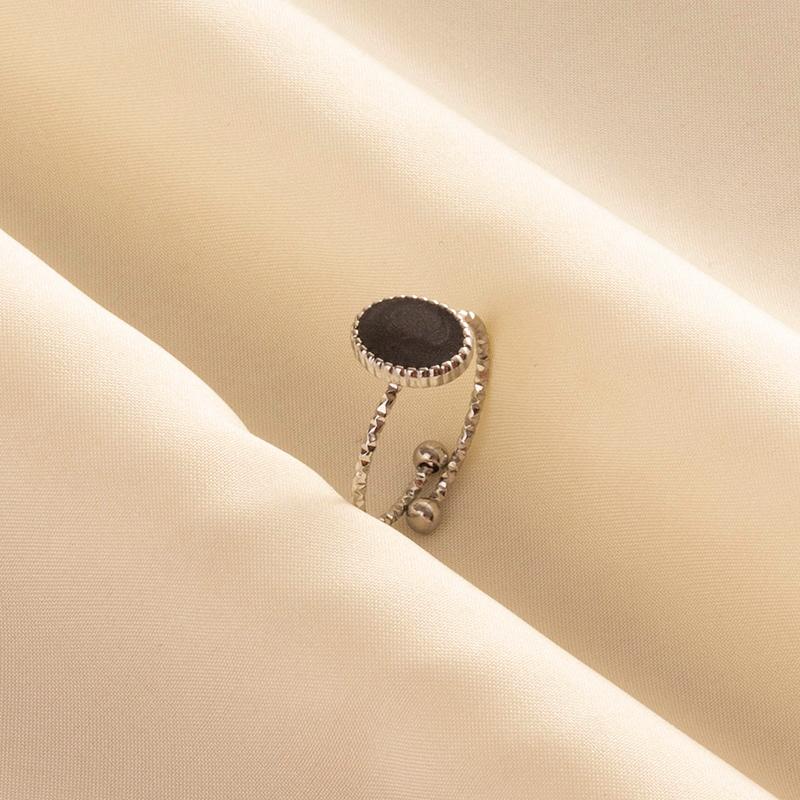 Punk Vintage Black Enamel Ring Stainless Steel Open Rings For Women Men Jewelry Fire Evil Eye Bague Acier Inoxydables Femme Gift