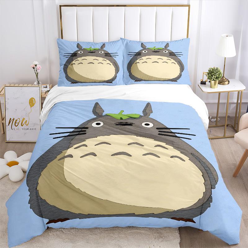 Neighbor Totoro Print 3Pcs Bedding Setduvet Cover With 2 Bedropillowcase Home Birthday Gift
