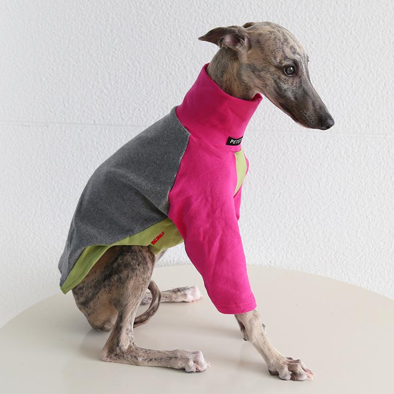 XS-2XL Neu eingetroffen Mehrfarbig Hoher Kragen Hundekleidung Greyhound Zweibeiner Langarm Haustierhemden Whibbit Strampler