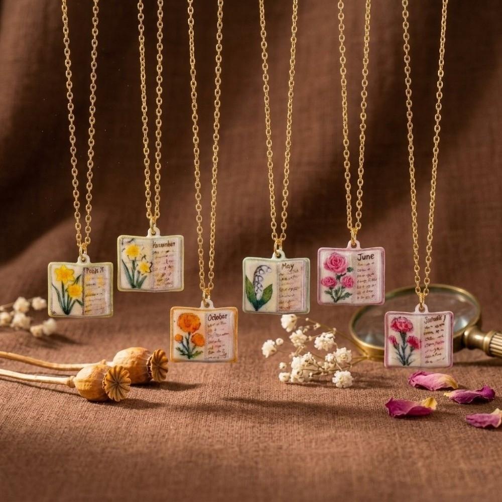 Copper Birthday Necklace Month Design Sense Necklace New Book Pendant Necklace  for Women