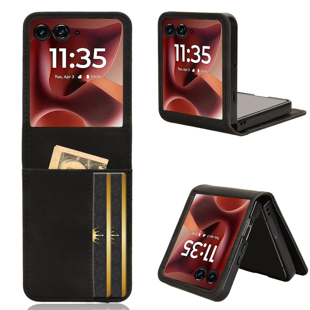 

Чехол для Motorola Razr 60 Ultra 5G/Razr Ultra 2025 5G, разборная конструкция, отделение для карт, кожа+ПК, чехол для телефона Black
