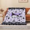 1pc Cute Goth Cat Home Decor Blanket with Skull Headphones - Seasonal Universal Cozy Washable Gift, Suitable for All Ages, Suitable for All