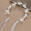 1pc Faux Pearl & Flower Decor Elegant Bridal Hair Band Tiara