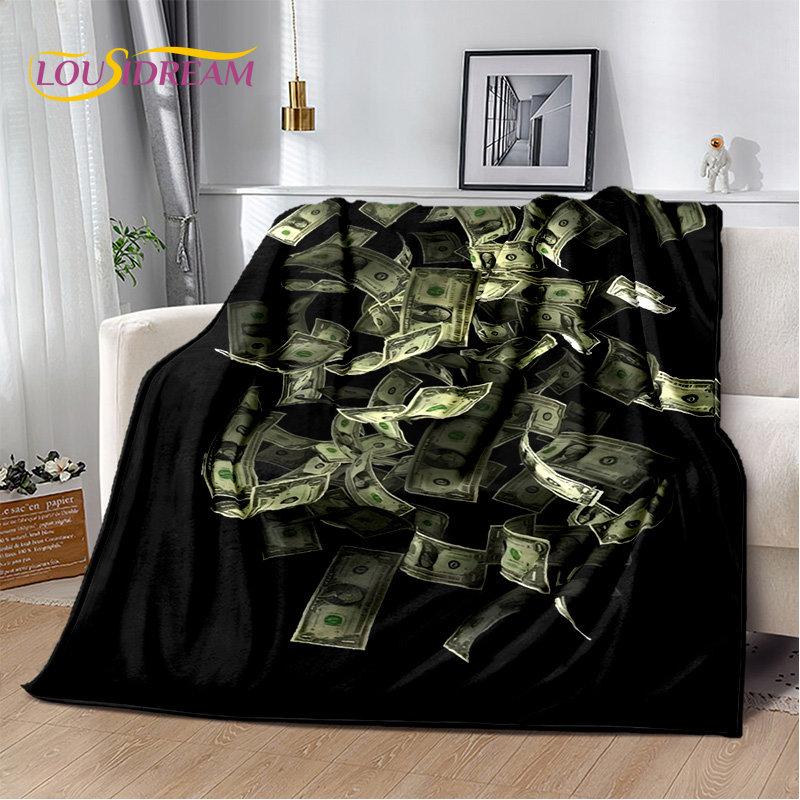 

3D доллар евро деньги узор мягкое плюшевое одеяло, фланелевое одеяло плед для гостиной спальни кровати дивана пикника покрывало для детей 30x40in