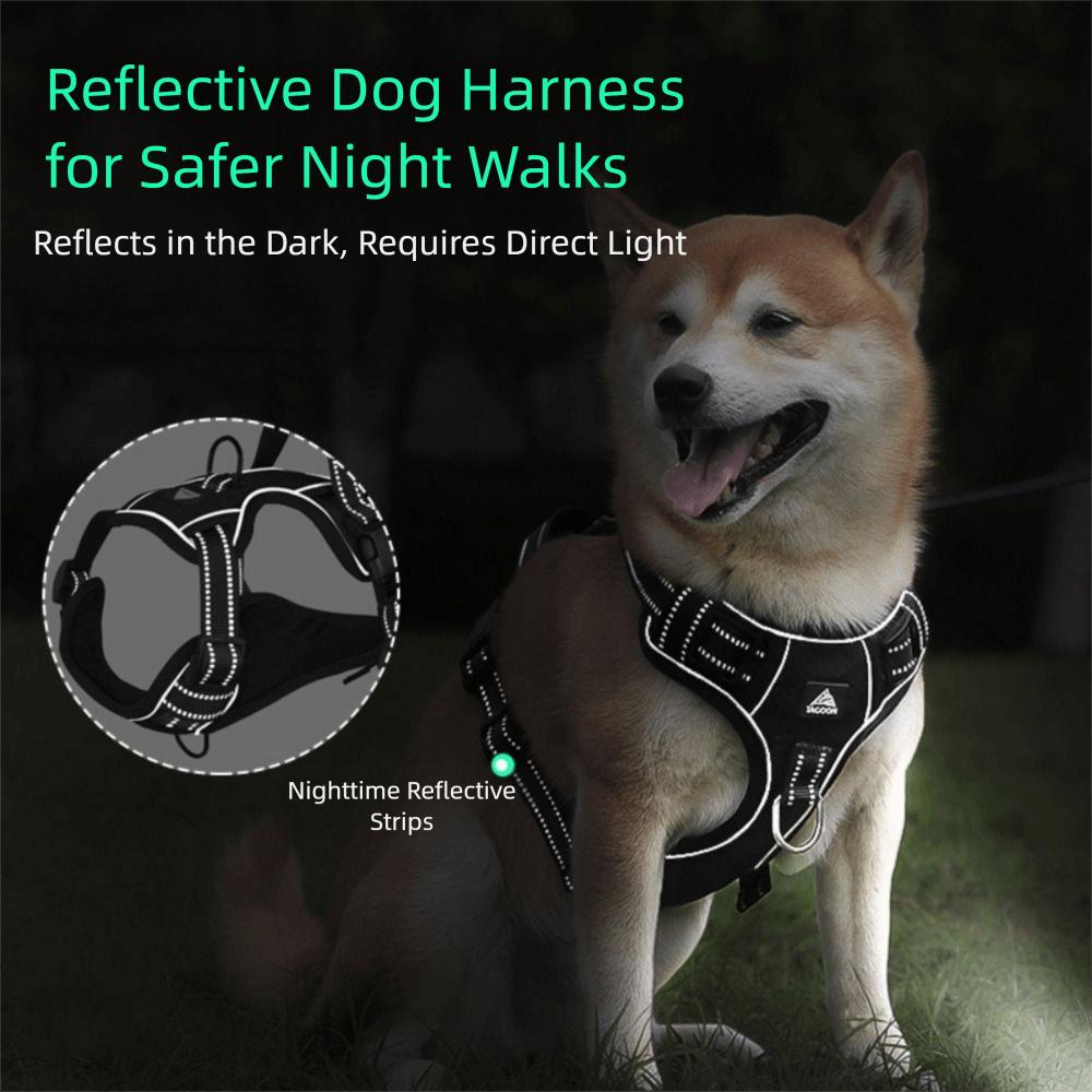 Adjustable Reflective Harness Soft Padded No-Pull Vest Easy Walking Pet Accessory  Large Dogs