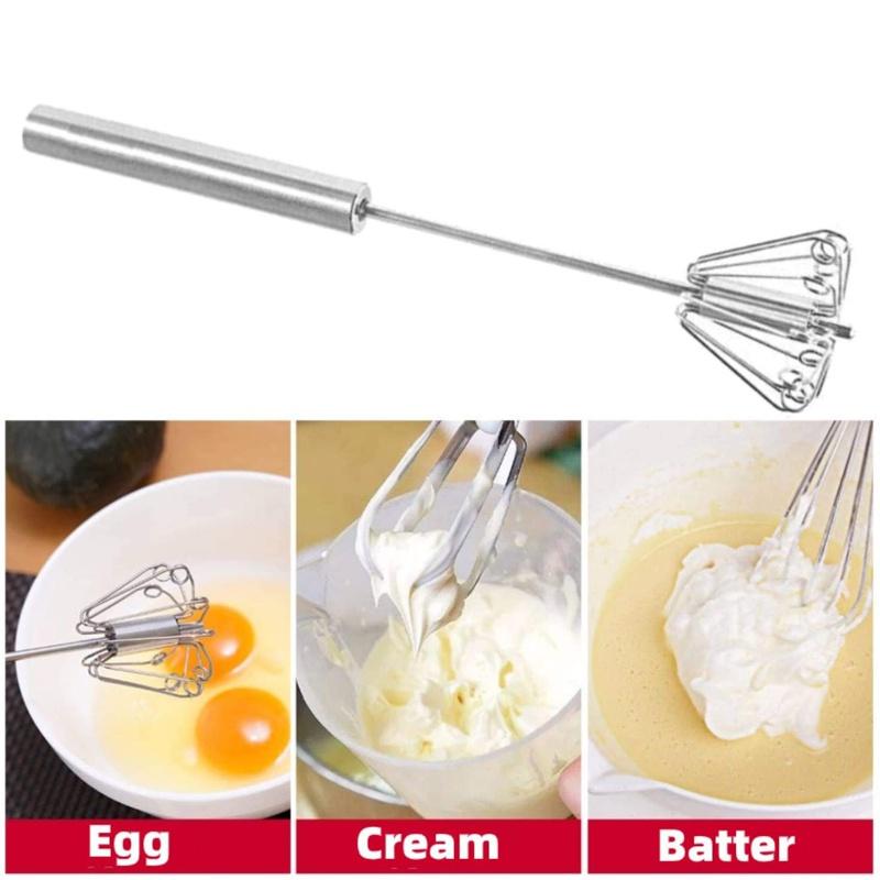 Semi-automatic Egg Beater Stainless Steel Egg Whisk Manual Hand Mixer Self Turning Egg Stirrer Kitchen Accessories Egg Tools