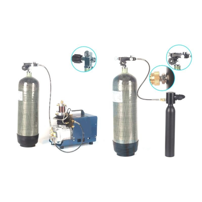 Scubas Diving Tanks Refill Adapter With Gauge and Hose Aluminum Alloys Diving Oxygen Cylinder Refill Adapter Enduring