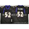 Baltimore Ravens NFL Camiseta de Fútbol para Hombre Algodón Cosido Uniforme del Equipo 52 Ray Lewis 20 Ed Reed