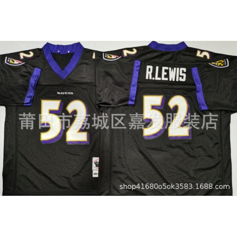 Baltimore Ravens NFL Camiseta de Fútbol para Hombre Algodón Cosido Uniforme del Equipo 52 Ray Lewis 20 Ed Reed