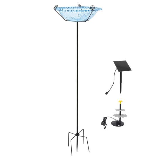 Solar Fountain Bird Bath for Outside Cascading Bird Bath Fountain Solar Powered Fountain Bird Bath with Metal Stake Attracts Birds for Garden Patio