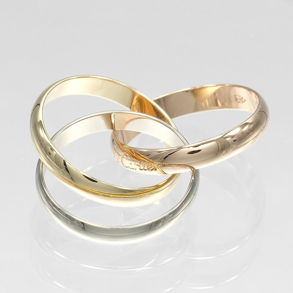 CARTIER Trinity Ring 0.1" band K18 Gold (YGxPGxWG) #6.6(US Size) 8g Women Used