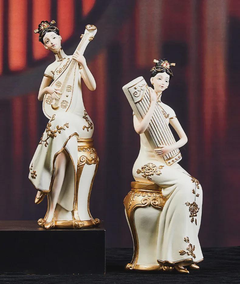 Elegant Retro Chinese Art Decor: Ladies' Ancient Figures for Living Room and Porch