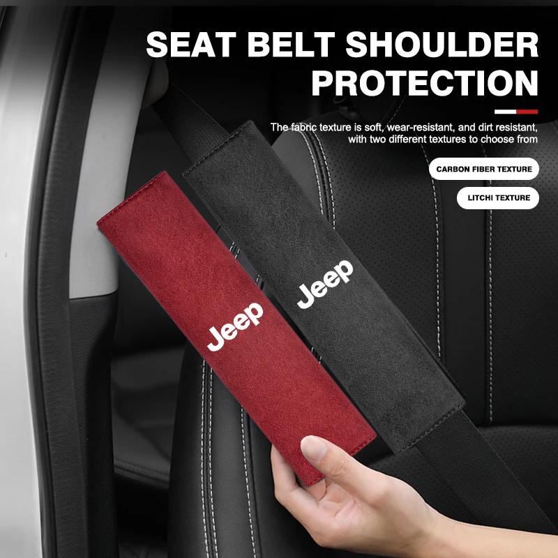 2Pcs Car Seat Belt Cover Shoulder Pad Auto Accessories For Jeep Grand Cherokee Wrangler JK Gladiator Compass Renegade Patriot