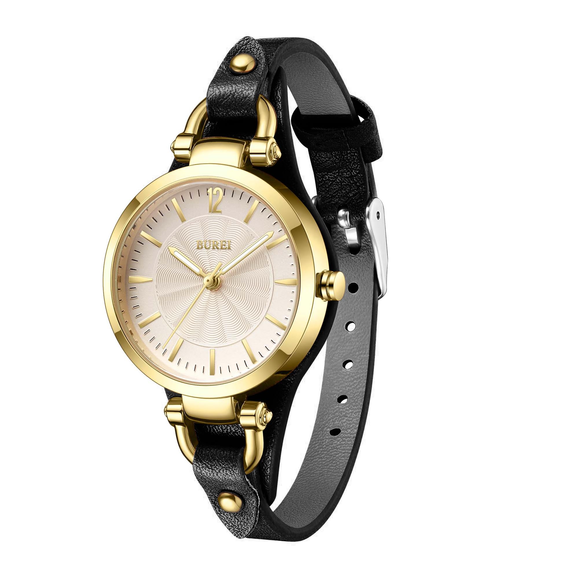 

BUREI Analog Quartz Watch with Waterproof Leather Slim and Lightweight Perfect for and A Great Gift for and Women s Strap, Dial, Cute, Simple,