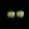 Medieval Vintage Vintage Texture Copper Alloy Greenstone Woven Button Earrings High-End Three-Dimensional Silver Needles, Earrings
