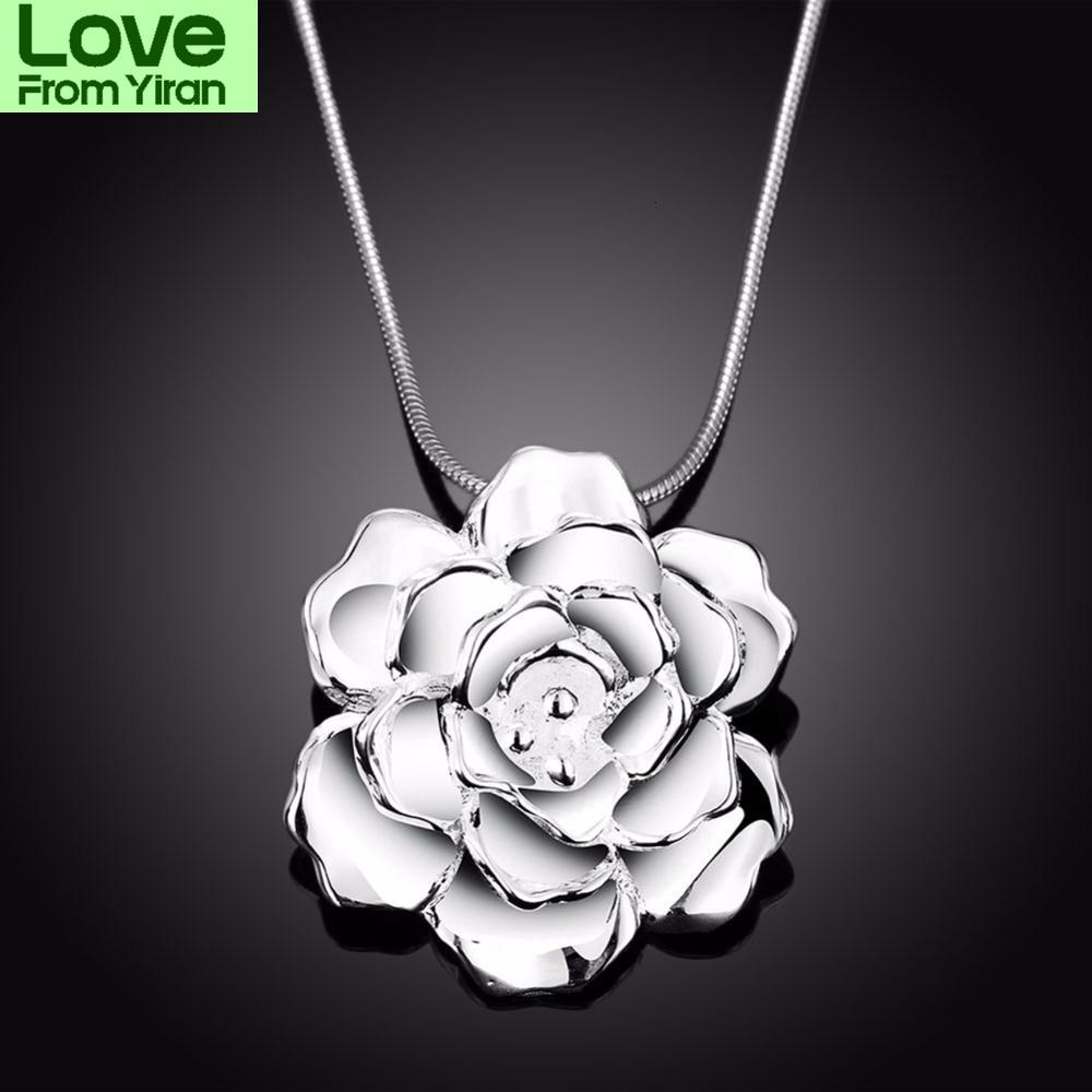 Lekani 925 Sterling Silver Lotus Necklaces &Pendants For Women Elegant Flower Short Necklace Sterling Silver Fine Jewelry Bijou