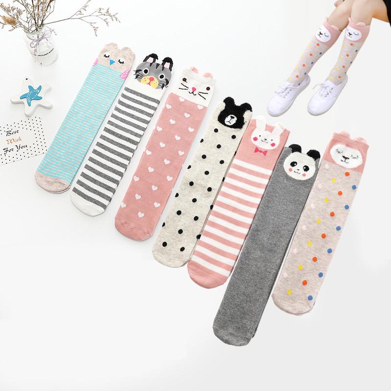 3D Kreslené Ponožky ze 100% Bavlny Středně Dlouhé a Podkolenky pro Dívky - Roztomilé Jarní/Podzimní Nošení