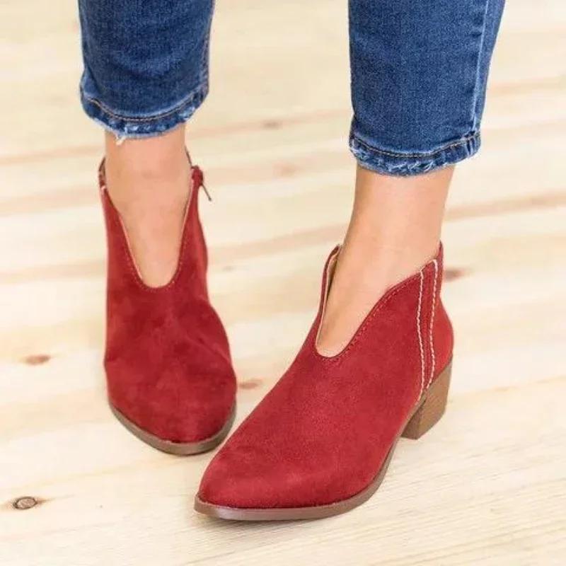 New High Heel Pointy Thick Heel Boots Party Leopard Print  Shoe Ladies Outdoor Comfortable Casual Women's Boots
