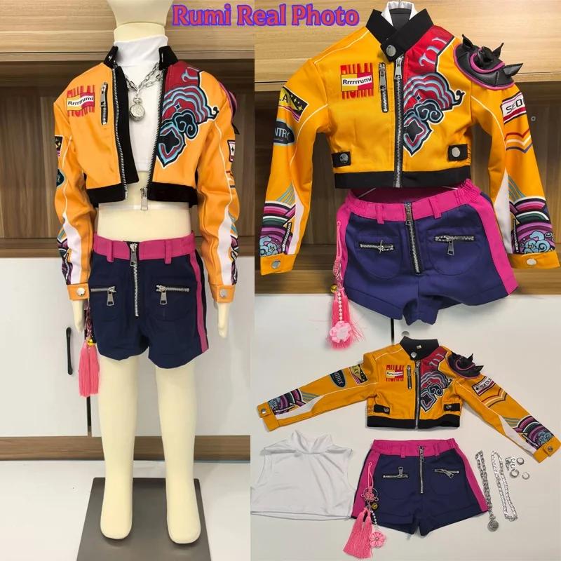 

Детский K-pop Демон Руми Зои Мира Косплей Костюм Охотников Хунтрикс для Девочек Одежда Группа Идол Ролевая игра Хэллоуин Карнавальный Костюм Height 120cm